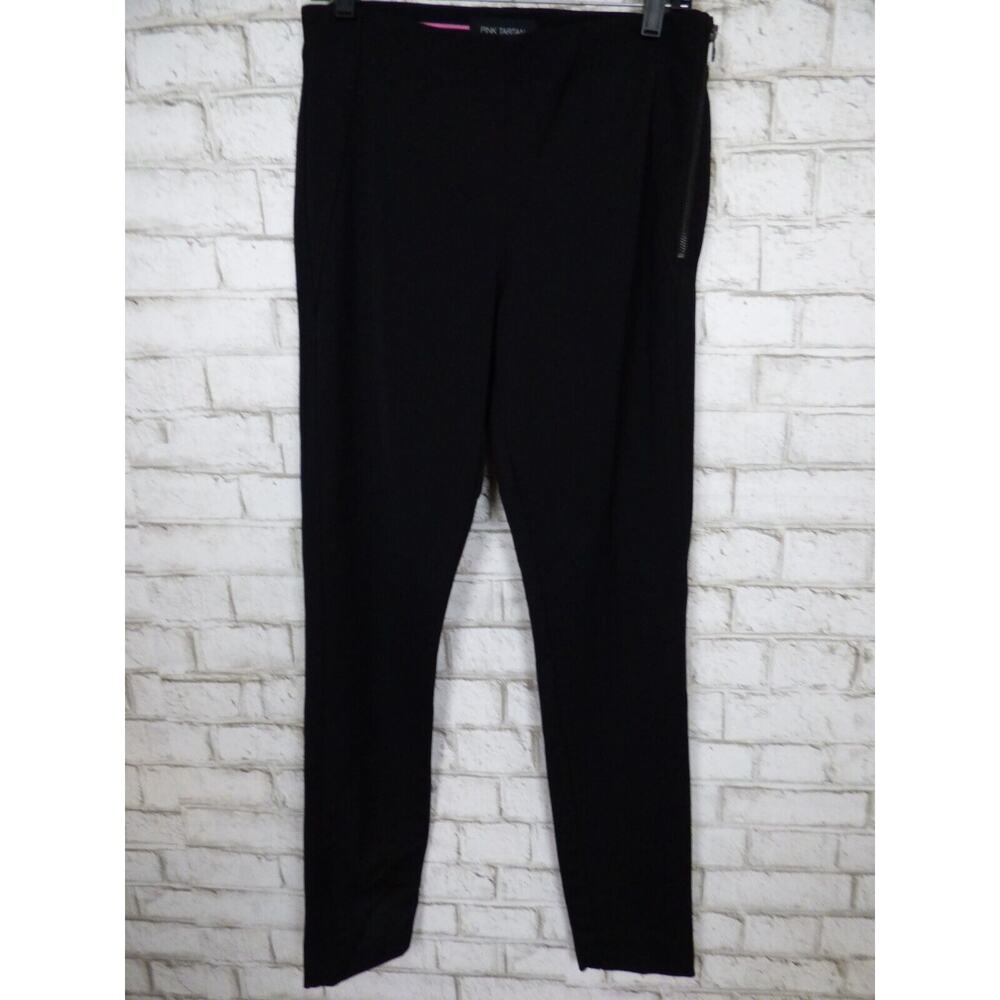 $300 Pink Tartan Black Structured Knit Seamed Trouser Pants Split Hem 4 NEW - Picture 7 of 16